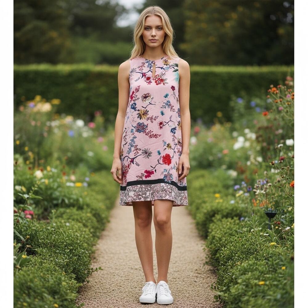 Ana Alcazar Floral Shift Dress Silk